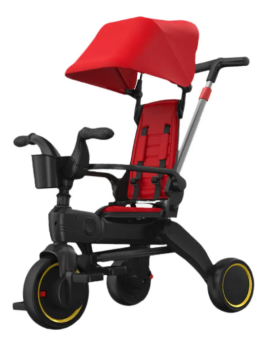 .TRICICLO TIPO CARREOLA PLEGABLE PORTATIL RECLINABLE 4 EN 1 ROJO TOHIFER GRADO B