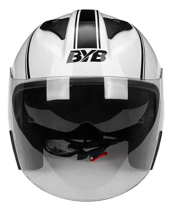 CASCO SEMI INTEGRAL MODERNO RACING DOBLE VISOR BLACK & WITHE GRADO B
