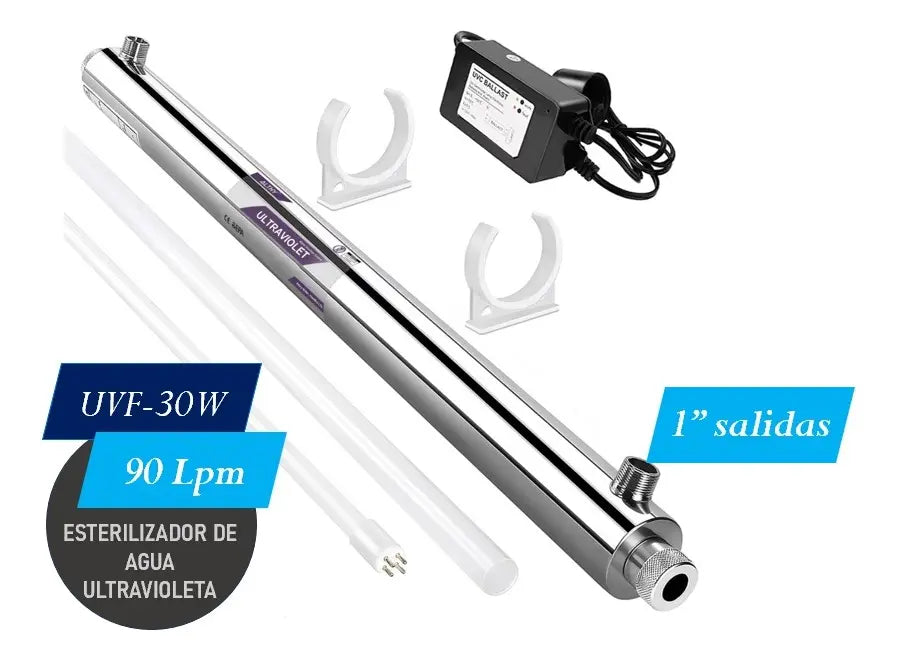 LAMPARA LUZ UV ULTRAVIOLETA GERMICIDA 30W WATTS 4 PINES AGUA GRADO B