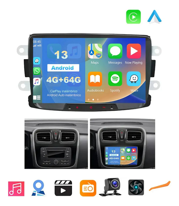 ESTÉREO 4+64G CARPLAY PARA RENAULT DACIA DUSTER LOGAN CAPTUR GRADO B