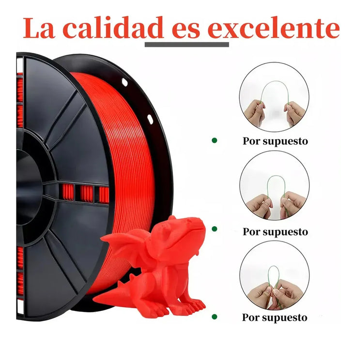 Filamento Petg De 1,75 Mm, Precision Dimensional De +/- 0,02 ROJO GRADO B
