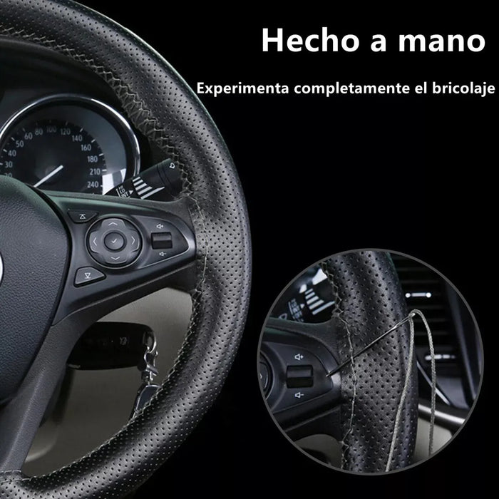 Cubre Volante Auto Cosido Funda Cosida Tipo Piel 38cm 2pzs 9472