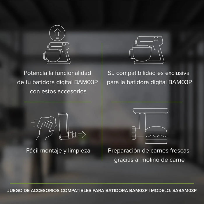 AVERA JUEGO DE ACCESORIOS COMPATIBLES PARA BATIDORA BAM03P SABAM03P GRADO B