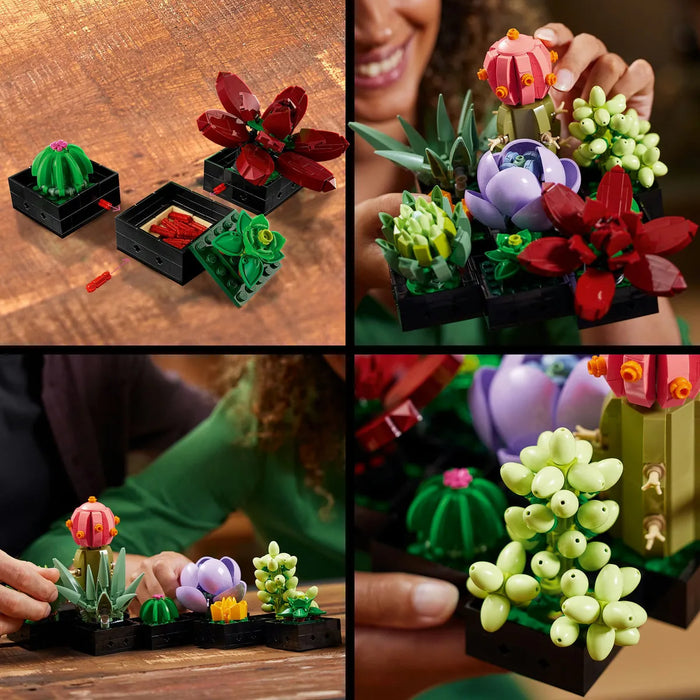 Lego® Suculentas, Set De Construcción De Plantas Decorativas Para Exhibir En Tu Oficina U Hogar, 9 Suculentas, Regalo Ideal Para Cumpleaños Para Mujeres Y Hombres 10309