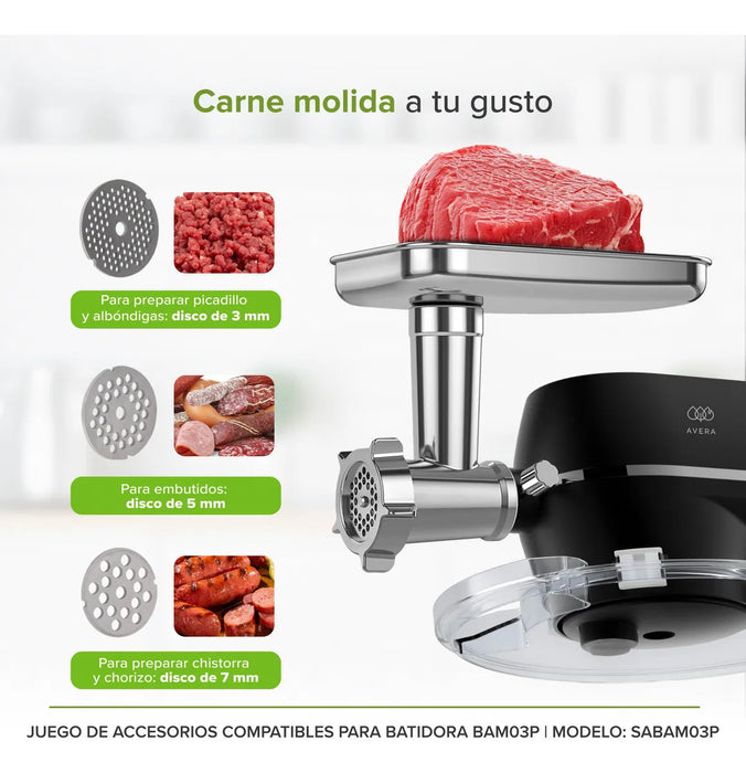 AVERA JUEGO DE ACCESORIOS COMPATIBLES PARA BATIDORA BAM03P SABAM03P GRADO B