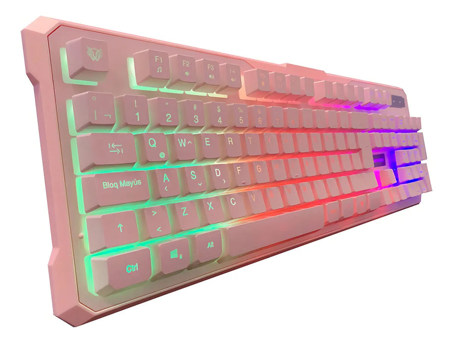 KIT DE TECLADO Y MOUSE GAMER RETROILUM SQUAD KTM330 ROSA GRADO B