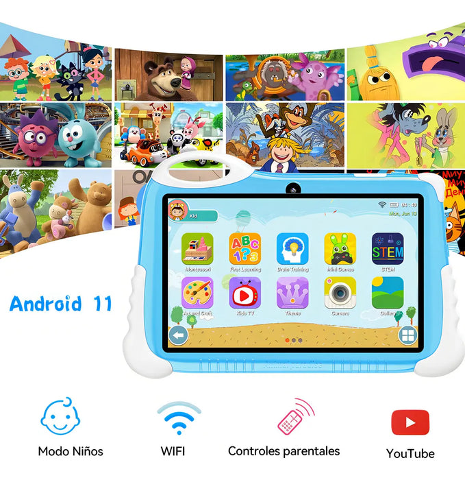 MAMAEASEÂ® TABLET INFANTIL 7'' ANDROID 11 RAM 6GB 128GB WIFI AZUL GRADO B