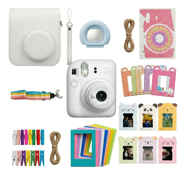 Kit Instax Mini 12 Blanco Fuji + Pack Accesorios Exclusivos Blanco GRADO A