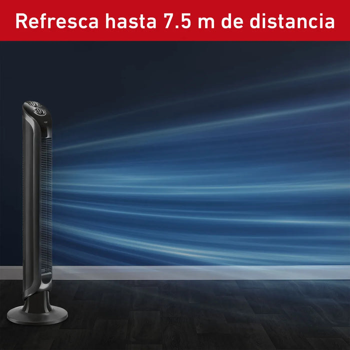 Ventilador T-fal De Torre Eole Infinite Estilo Y Frescura, Con Una Amplia Cobertura, Malla Un 15% Más Alta Para Mayor Difusión, 3 Velocidades, Temporizador, Silencioso Y Oscilación De 180º, Vf6621x0