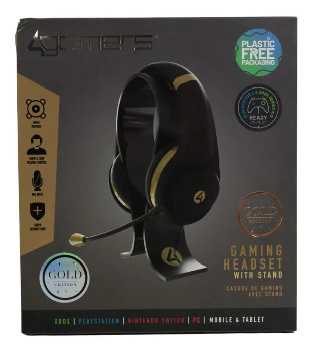 Audífonos 4gamers Xp-gold Con Base 3.5mm Alámbricos Negros Negro  GRADO B