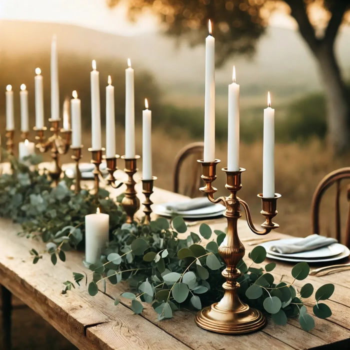 10 velas largas blancas 35cm para candelabro o candil aluzza GRADO B