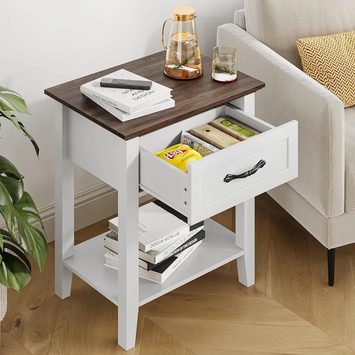 MESA DE NOCHE PARA RECÁMARA ESTILO MODERNO CON CAJÓN 2 PIEZAS GRADO B