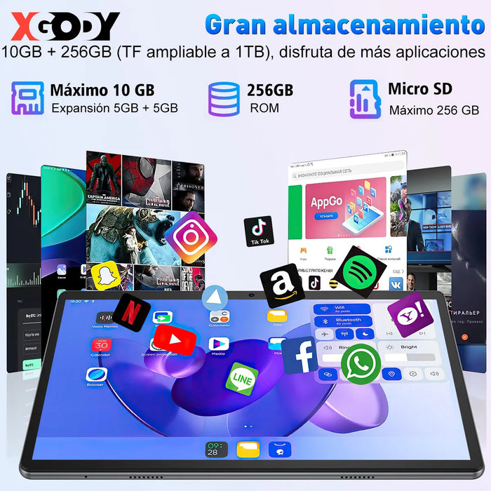Tablet Xgody N01 Infantil Verde 10.1'' 128gb Almacenamiento Y 8gb Ram Android 11 6500mah Con Funda Protectora Anticai­da Y Certificacion Google Gms VERDE