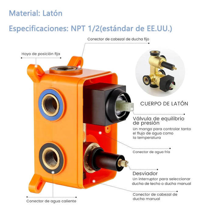 kit teléfono lujo lluvia regadera monomando mezcladora pared 1346