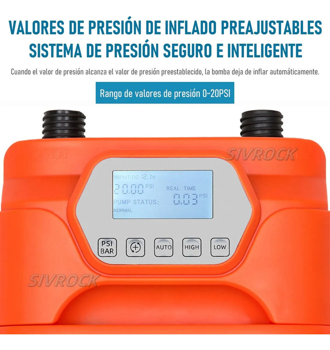 BOMBA DE AIRE ELECTRONICA PORTATIL PARA SUP PADDLEBOARD 20PSI GRADO B
