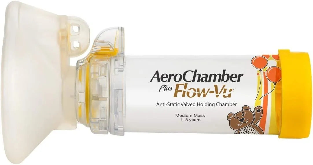 AEROCHAMBER CÁMARA ESPACIADORA PLUS FLOW-VU INFANTIL, AMARILLO GRADO B
