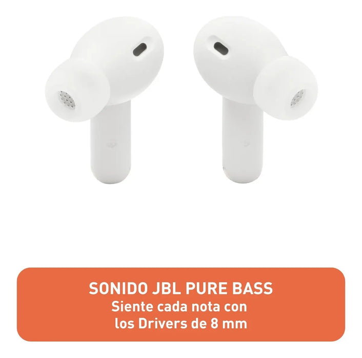 🔥 Audífonos JBL Vibe Beam 2 | Cancelación de Ruido y 40h de Batería | Color Blanco (Grado B) 📦