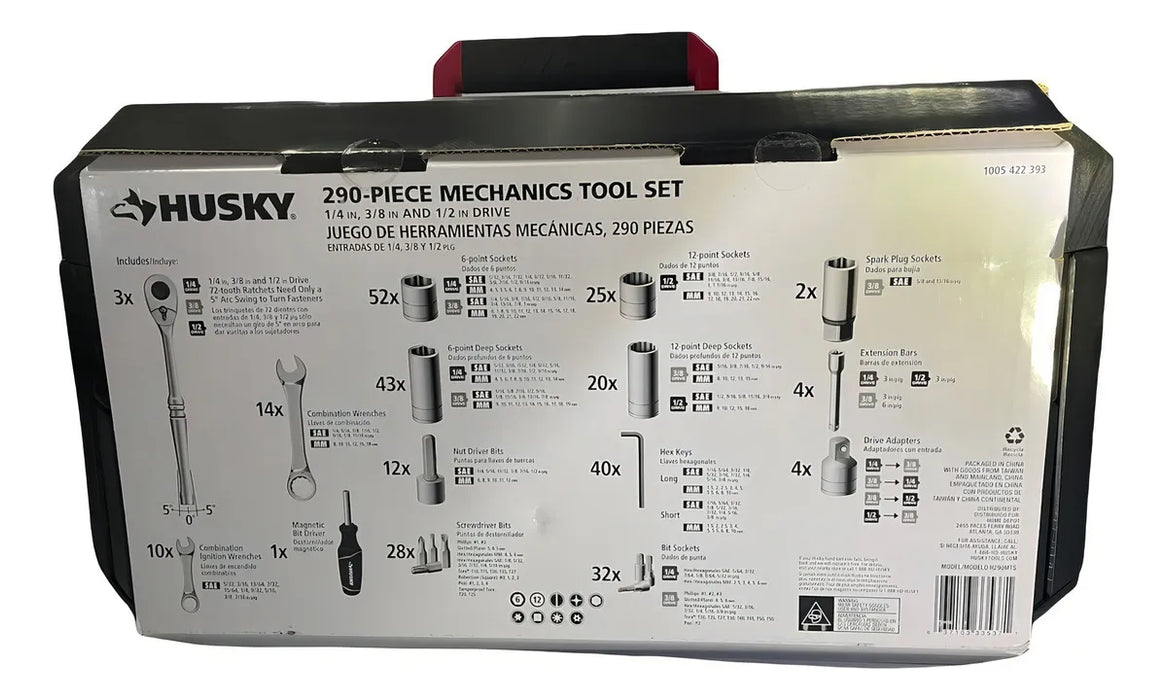 JUEGO DE HERRAMIENTAS HUSKY DE 290 PIEZAS COLOR HUSKY 290 PIEZAS GRADO B