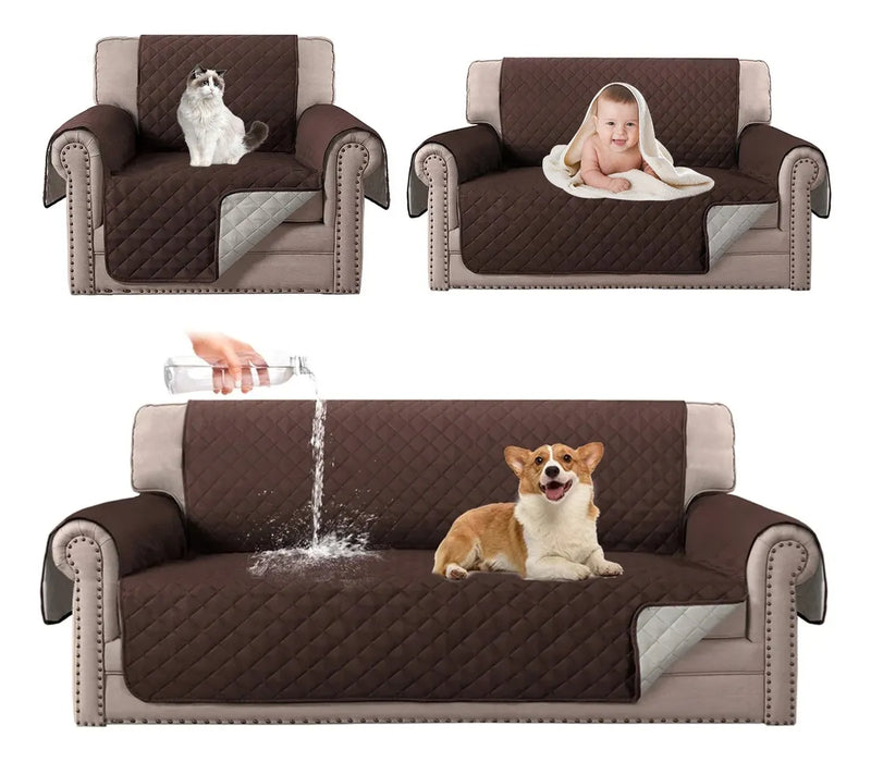 Protector Cubre Sala Impermeable Funda De Sofá Sillón 3 Pzs COLOR GRIS