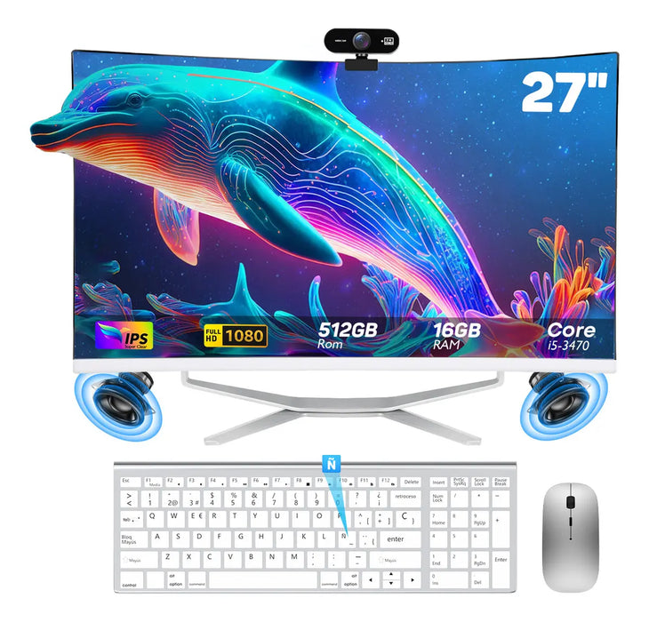 ALL IN ONE PC 27'' COMPUTADORA CURVA 16GB RAM+512GB SSD KINWODON DU-27-02 GRADO A
