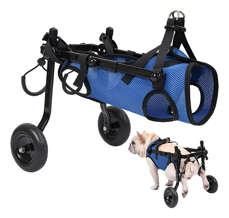 CARRITO AUXILIAR DE CAMINATA SILLA DE RUEDAS PARA MASCOTAS AZUL S GRADO B