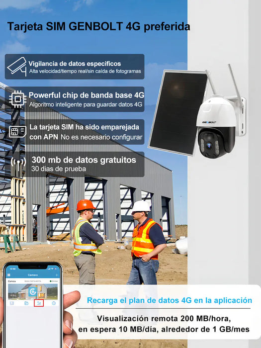 GENBOLT CÁMARA SOLAR DE VIGILANCIA 3G/4G LTE 2K EXTERIOR CON SIM CÁMARA INALÁMBRICAS CÁMARAS DE SEGURIDAD SMART SIN WIFI... BLANCO GRADO B