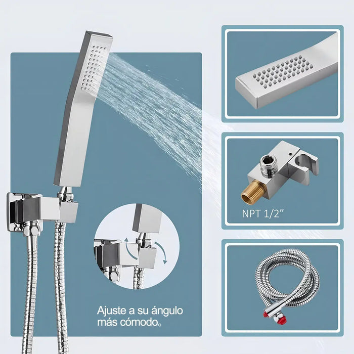 BANNA REGADERA DUCHA METAL 20CM ALTA PRESION PARED CON ROCIADOR GRADO B