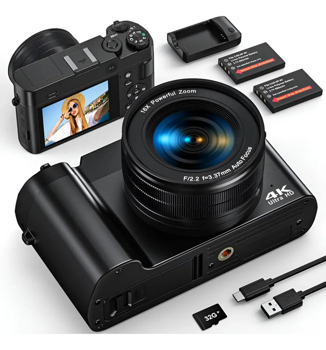 CÁMARA DIGITAL FOTOGRÁFICA AUTOFOCUS 4K 64MP COMPACTA WEBC GRADO B