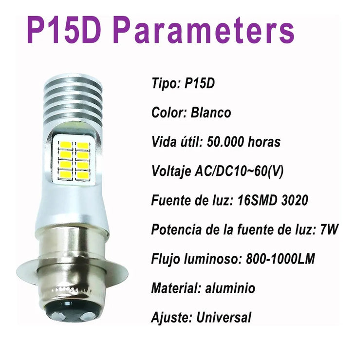 Luz De La Cabeza Para Motocicleta Led H4 Ba20d P15d H6 1059