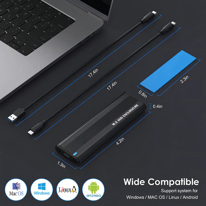 GABINETE CARCASA DISCO DURO SSD M.2 NVME USB 3.2 GEN2 10GBPS GRADO B
