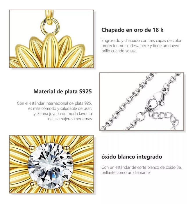 joyeria mujer collare de plata 925 collares girasol dijes 764