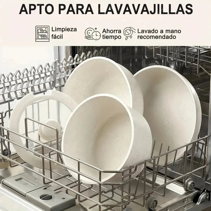 Batería de Cocina Antiadherente | 44 Piezas | Set con Mango Desmontable | Compatible con Estufa | Grado B ✨