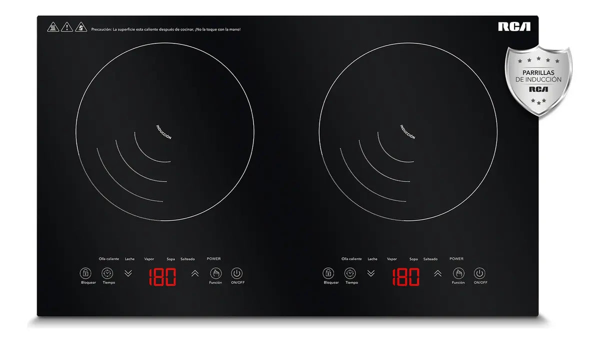 RCA RC-12A4 PARRILLA DE INDUCCIÓN CRISTAL TEMPLADO 2 QUEMADORES COLOR NEGRO GRADO B
