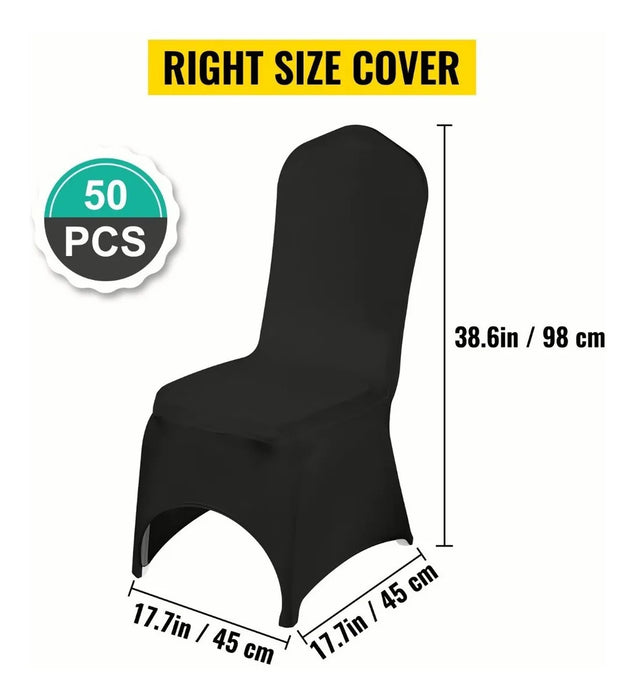 VEVOR FUNDAS PARA SILLAS SPANDEX NEGRA 50 PCS BODA ELÁSTICA GRADO B