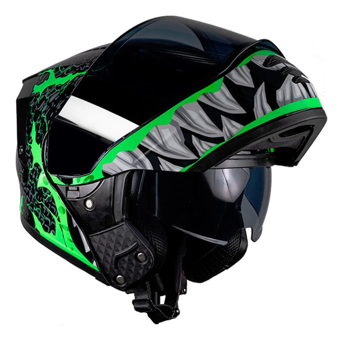 CASCO KOV ESTELAR TROLL NEGRO Y VERDE FLUORESCENTE TALLA XXL GRADO A