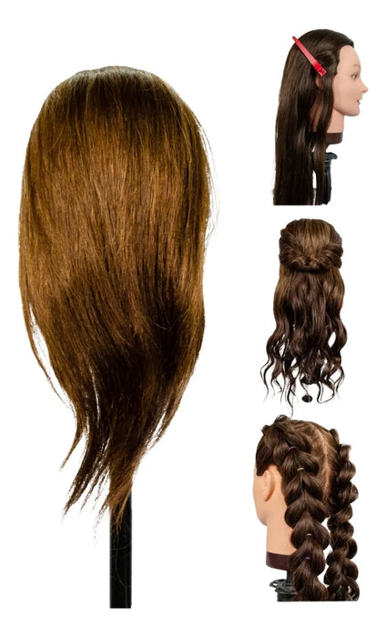 Maniqui Cabeza Para Peinar Y Corte Cabello Mediano 100% Real