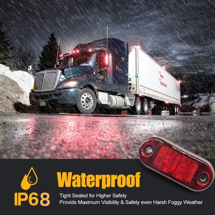 10pzs Focos Luz Led Rojo Indicadora Lateral Oval 10-30v Camión