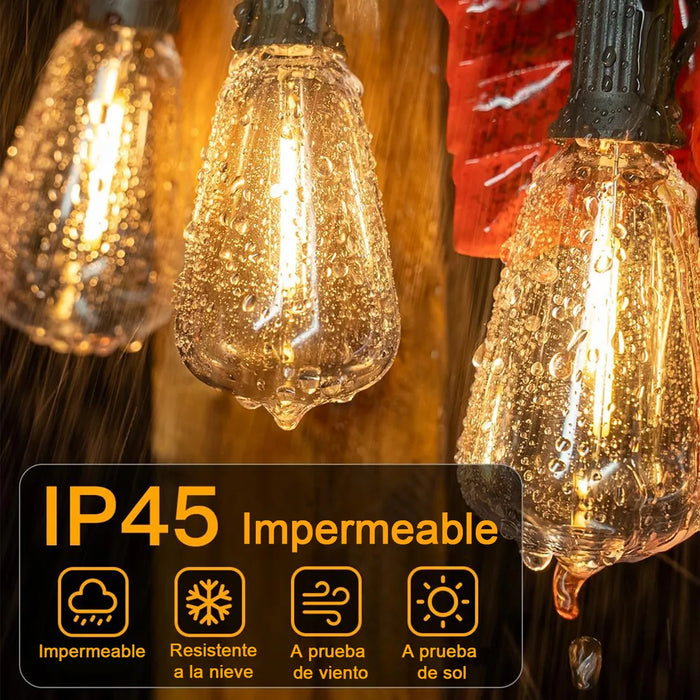 Cadena De Luces Led Para Exteriores 20m Con 25 Focos Led