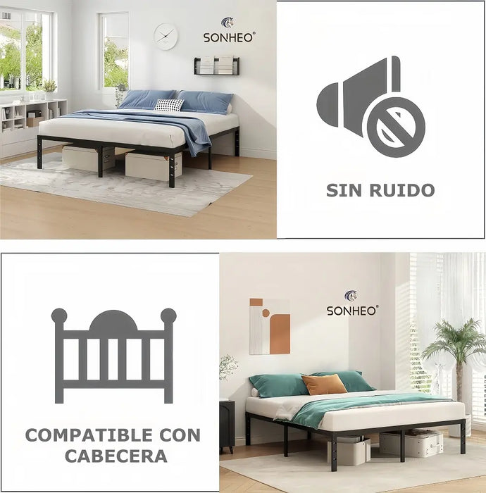 SONHEO BASE CAMA MATRIMONIAL METÁLICA SONHEO NEGRO 189X135 CM PLEGABLE CON ALMACENAMIENTO GRADO B