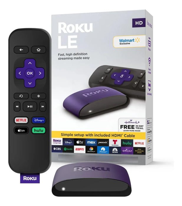 ROKU LE 3930S3 REPRODUCTOR MULTIMEDIA ESTÃ¡NDAR HD, CON CABLE HDMI DE ALTA VELOCIDAD Y CONTROL REMOTO SIMPLE,  EL COLOR DEL EQUIPO PUEDE VARIAR  BLANCO/NEGRO GRADO B