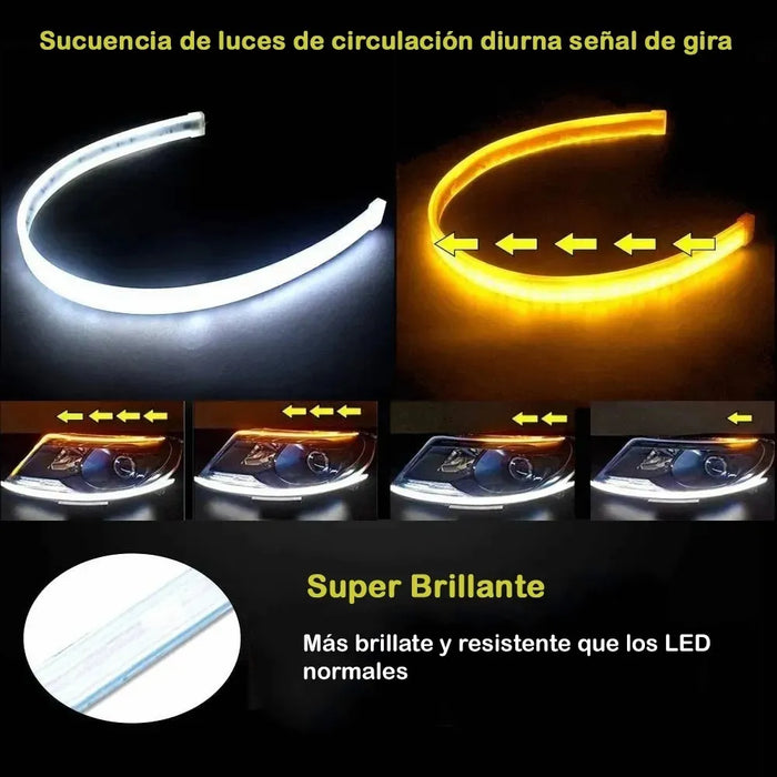 60cm Par Tira Led Drl Flexible Direccional Secuencial Auto GRADO B