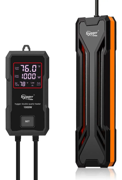 HYGGER CALENTADOR PARA PECERAS CON CONTROLADOR LED DIGITAL Y FUNCIÓN DE MEMORIA INTELIGENTE DEL SISTEMA DE CALEFACCIÓN DE PARADA AUTOMÁTICA POR SALIDA DE AGUA PARA AGUA DULCE Y SALADA 1000W GRADO B