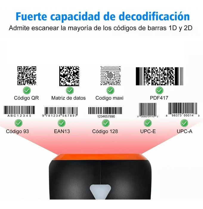 LECTOR CODIGO BARRAS OMNIDIRECCIONAL 1D2DQR USB SCANNER