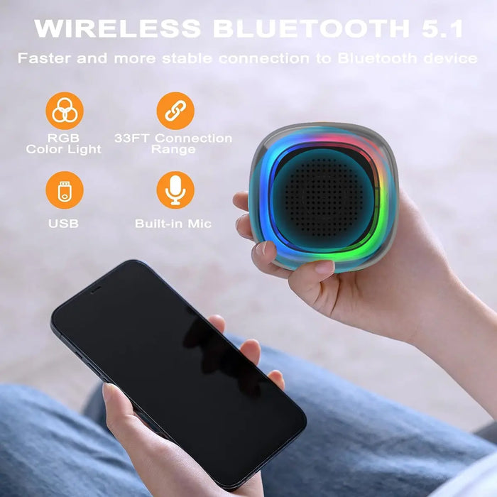🎶Mini Bocina Bluetooth Portátil TWS | Luz LED, Radio FM y Sonido Estéreo GRADO A🔥