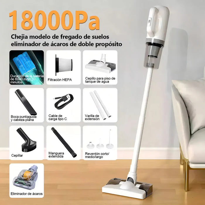 Aspiradora De Mano Trapeadora Inalambrica Potente Succion Portatil Y Multifuncional Tres En Uno 18kpa 6 Modes Ultra Silenciosas Con Para Suelos De Madera, Automovil, Pelo De Mascotas GRADO B