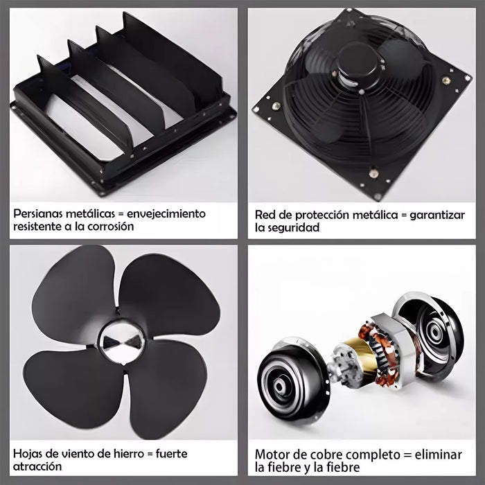 12in Extractor de aire Industrial metalico ventilador pared Grado A