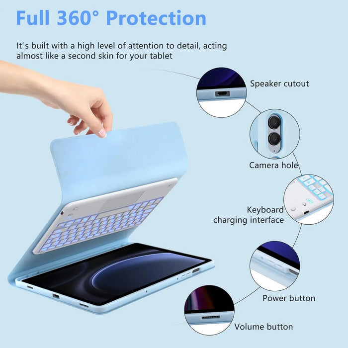 Funda Teclado Tactil Lapiz P/galaxy Tab S9 Fe+/s10 Plus 12.4 GRADO B