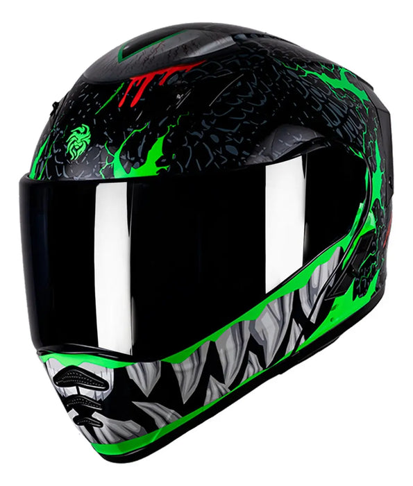 CASCO KOV ESTELAR TROLL NEGRO Y VERDE FLUORESCENTE TALLA XXL GRADO A