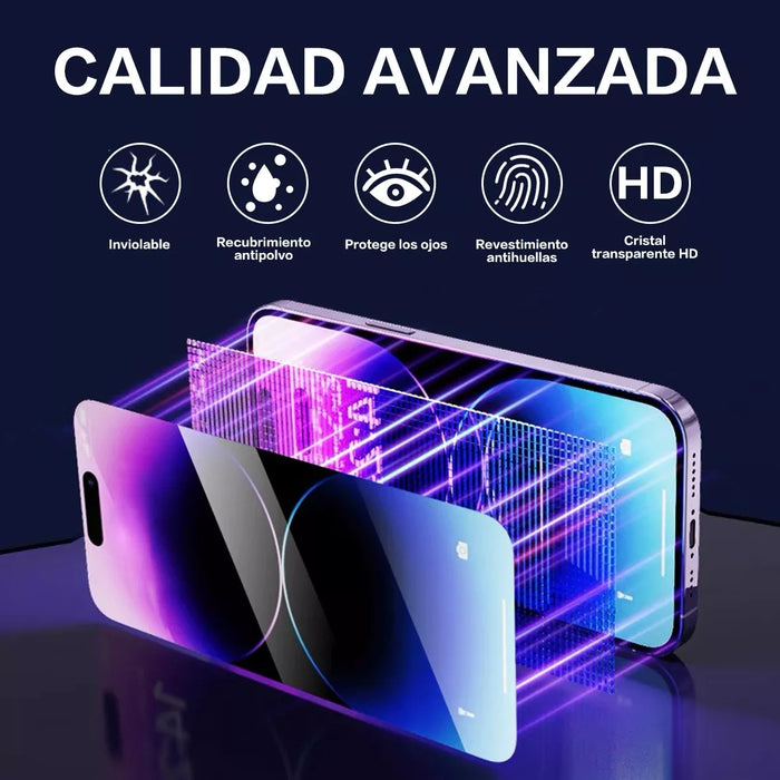 [2 EN 1] MICA PRIVACIDAD VIDRIO PARA IPHONE + LENTE CAMARA