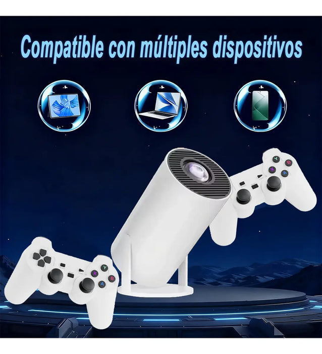 MINI PROYECTOR DE JUEGOS HY300 MAX 1080P 4K 12000LM, PROYECTOR PORTÁTIL BLANCO GRADO B